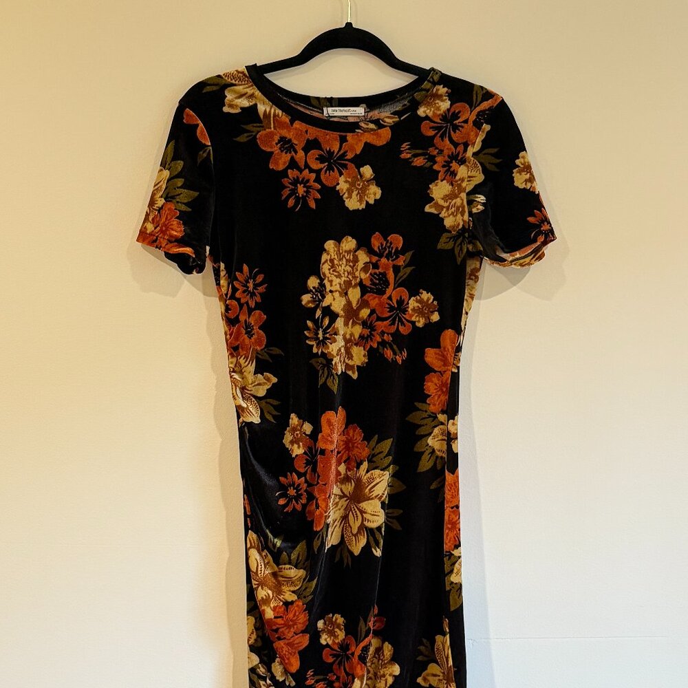 Black floral mid-thigh dress